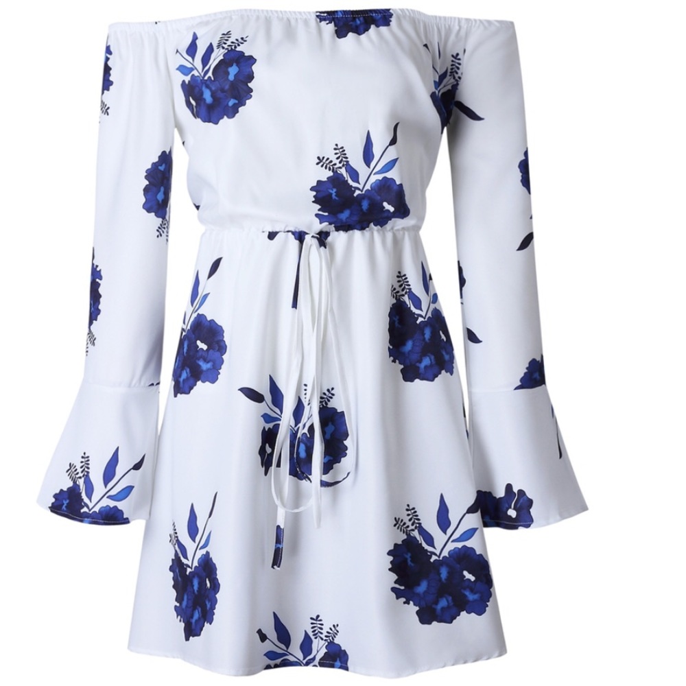 💥 LAST LARGE 🔥 Blue Floral Dress - Picture 3 of 3